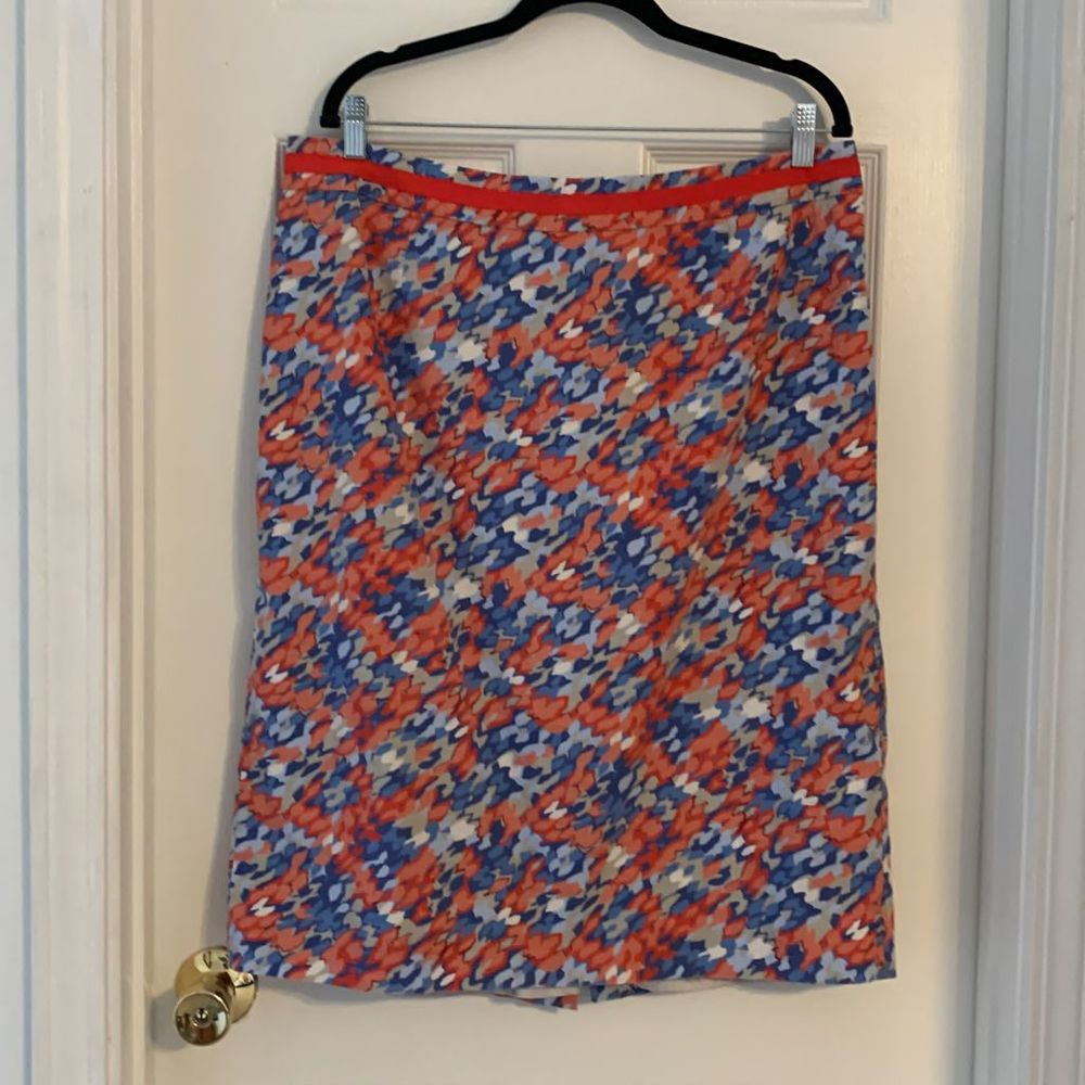 Boden Multicolor Abstract Print Pencil Skirt - Blue & Orange